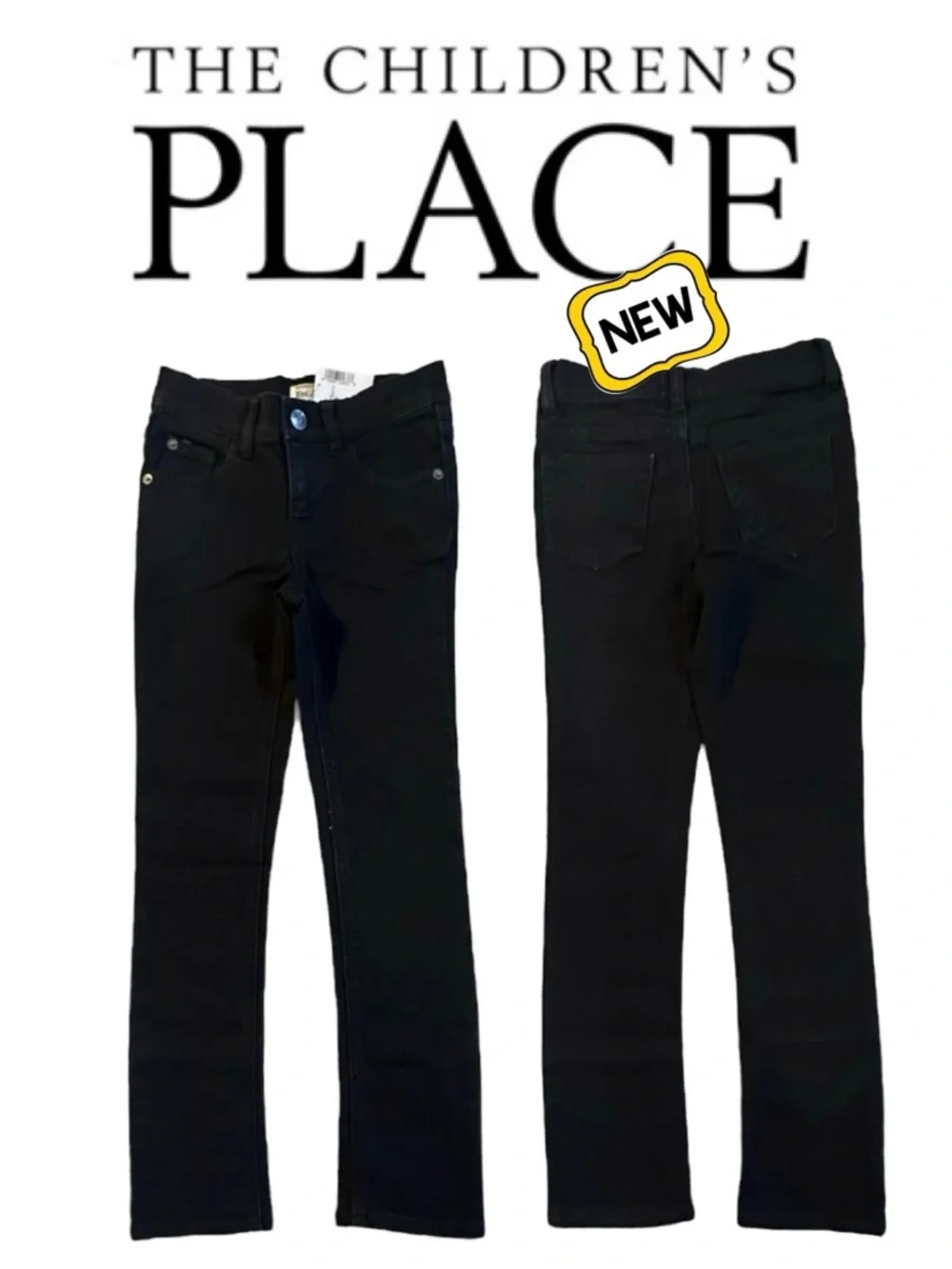 THE CHILDREN'S PLACE Black Skinny Slim Stretch Jean Adjustable Waist Girl 8 SLIM
